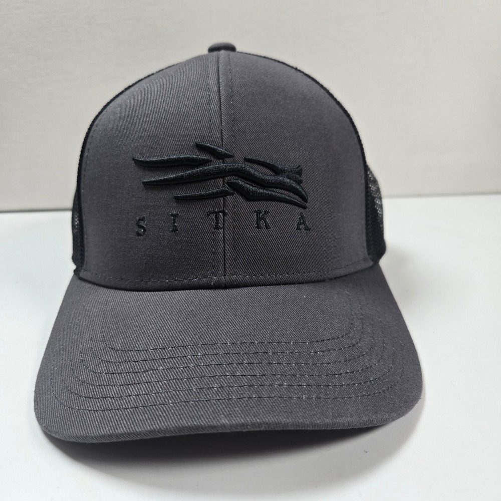 Sitka Trucker Hat Mens OSFA Gray Black Mid-Pro Mesh Snapback Hunting Logo Cap